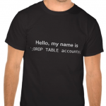 Tshirt injection SQL : DROP TABLE accounts